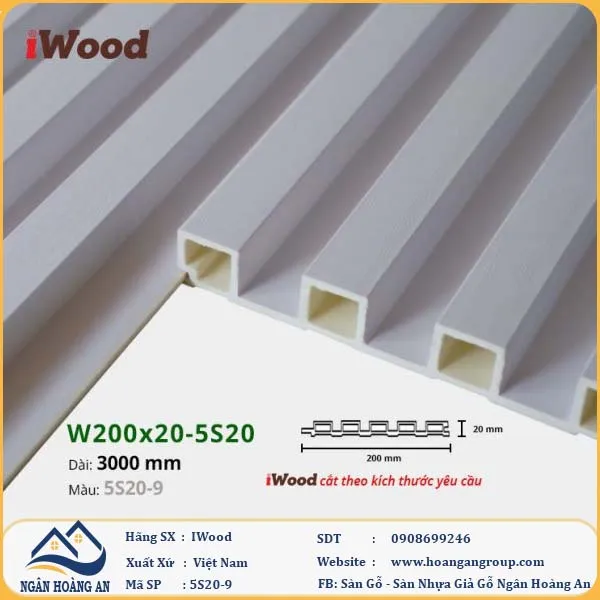 Lam 5 Sóng Nhựa Giả Gỗ Ốp Tường Ốp Trần Iwood 5S20-9